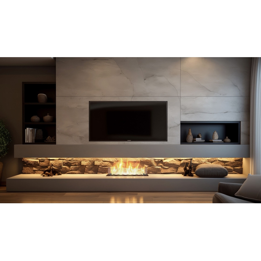InFire - Inbouw BIO-open haard 8,5x60 cm 3,5kW zwart