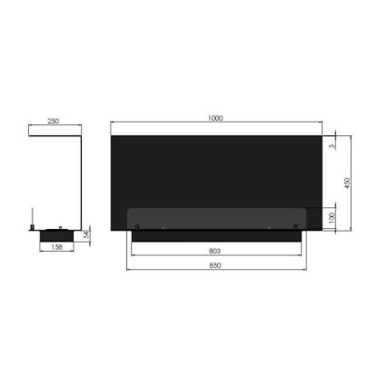 InFire - Inbouwhaard BIO 100x45 cm 3kW zwart