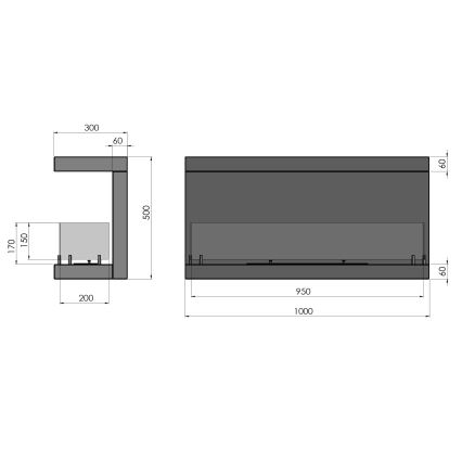 InFire - Inbouwhaard BIO 100x50 cm 3kW zwart