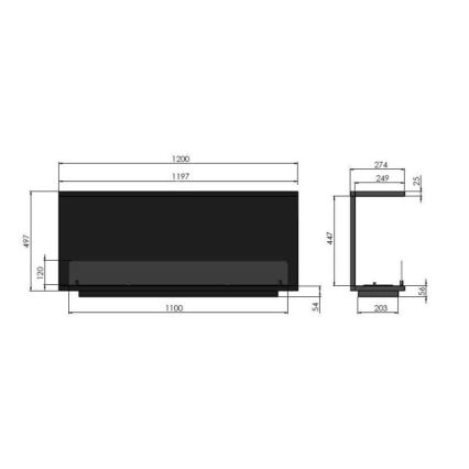 InFire - Inbouwhaard BIO 120x50 cm 3kW zwart