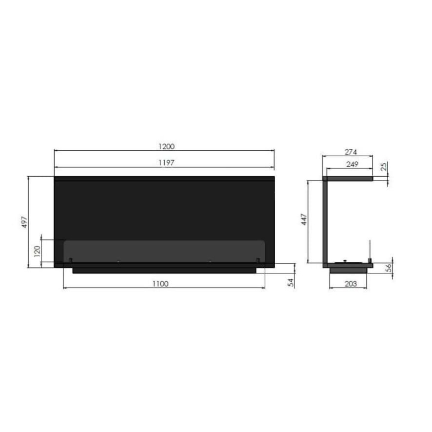 InFire - Inbouwhaard BIO 120x50 cm 3kW zwart