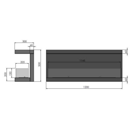 InFire - Inbouwhaard BIO 120x50 cm 5kW zwart