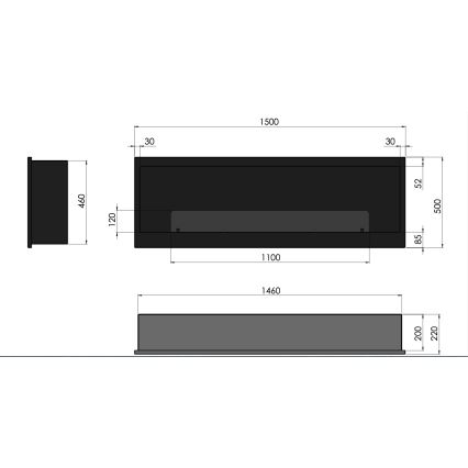 InFire - Inbouwhaard BIO 150x50 cm 4,2kW zwart