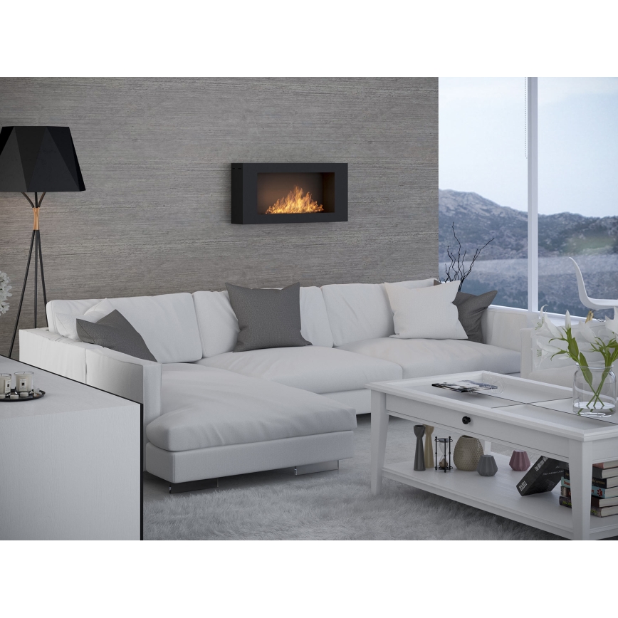 InFire - Muur BIO-open haard 44x91 cm 3kW zwart
