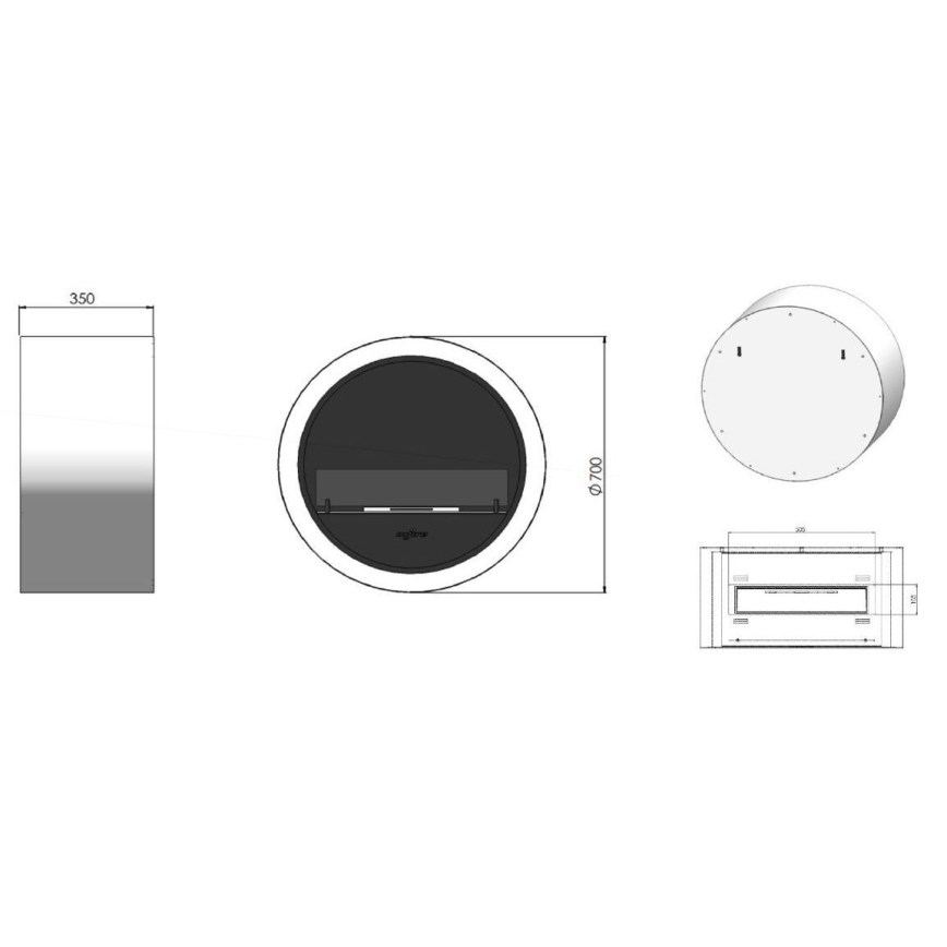 InFire - Wand BIO haard Ø 70 cm 3kW zwart
