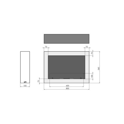 InFire - Wandhaard BIO 80x56 cm 3kW wit