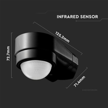 Infrarood bewegingssensor voor buiten 240° 600W/230V IP65 zwart