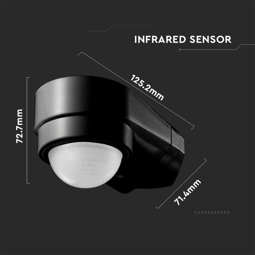 Infrarood bewegingssensor voor buiten 240° 600W/230V IP65 zwart