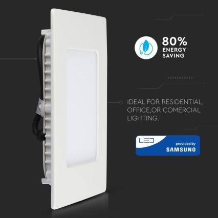 Ingebouwde LED Lamp SAMSUNG CHIP LED/12W/230V 6400K vierkant