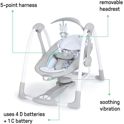 Ingéniosité - Balançoire vibrante pour bébé avec mélodie 2en1 RAYLAN