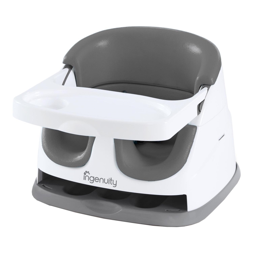 Ingenuity - Eetkamerstoel kussen 2in1 BABY BASE grijs