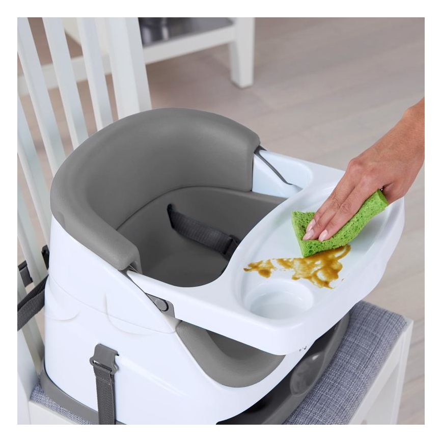 Ingenuity - Eetkamerstoel kussen 2in1 BABY BASE grijs