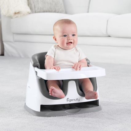 Ingenuity - Rehausseur pour table à manger 2en1 BABY BASE gris
