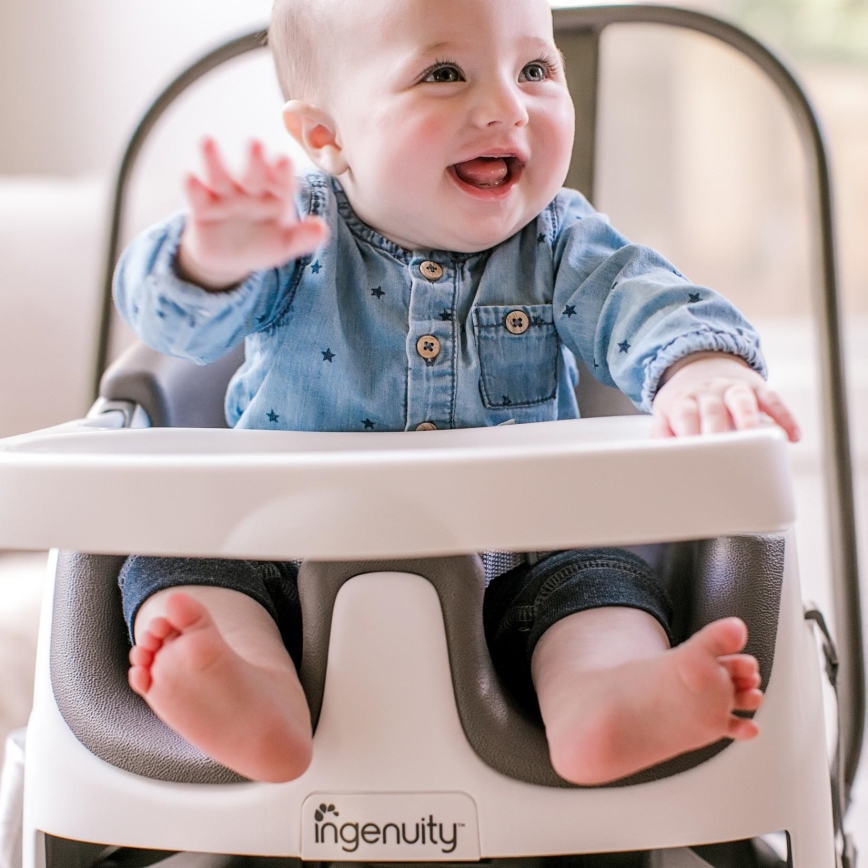 Ingenuity - Rehausseur pour table à manger 2en1 BABY BASE gris