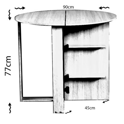 Inklapbare Tafel MIDDLE 77x90 cm wit