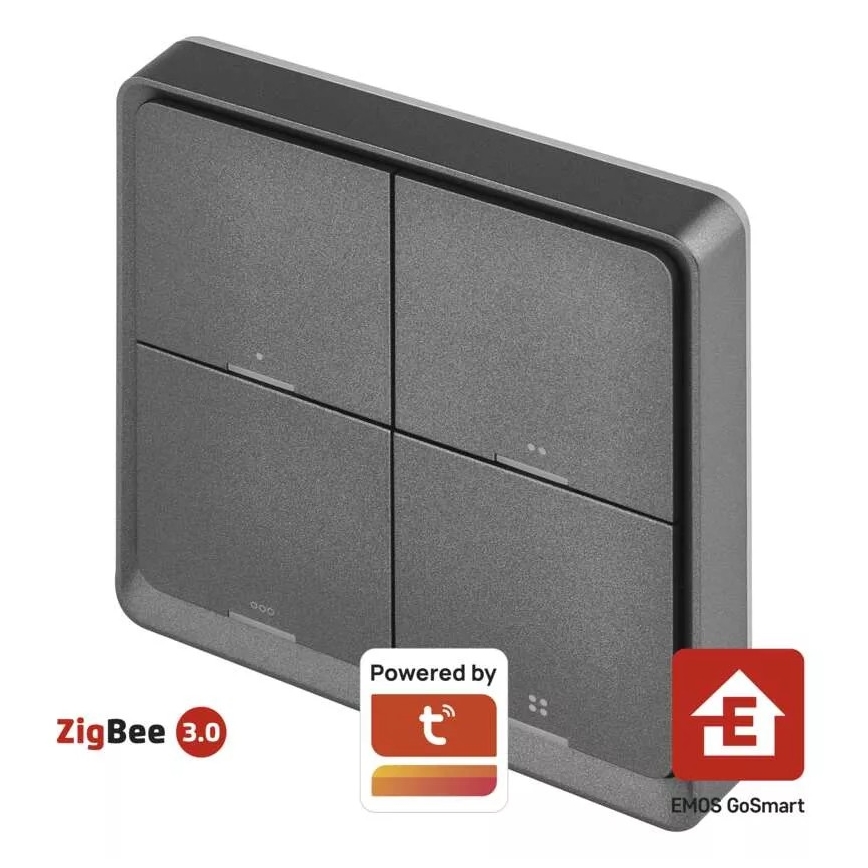 Interrupteur 4 boutons GoSmart Tuya noir