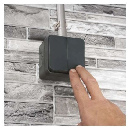 Interrupteur mural à 2 boutons va-et-vient n° 6+6 IP55 anthracite