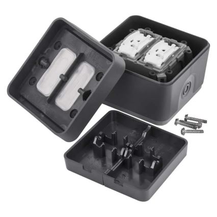 Interrupteur mural à 2 boutons va-et-vient n° 6+6 IP55 anthracite