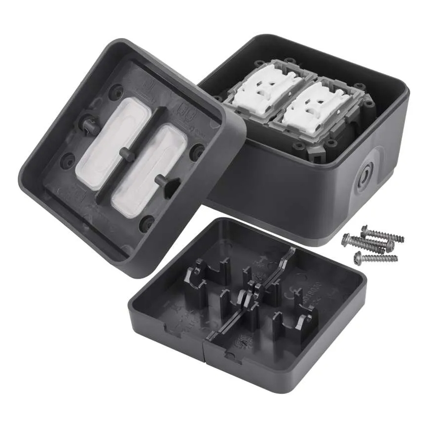 Interrupteur mural à 2 boutons va-et-vient n° 6+6 IP55 anthracite