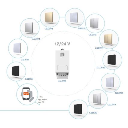 Interrupteur sans fil à énergie cinétique 2P IP67 doré