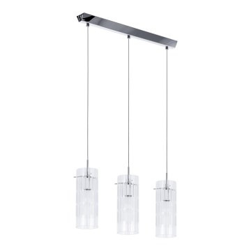ITALUX - Hanglamp aan een koord MAX 3xE27/60W/230V glanzend chroom/doorzichtig