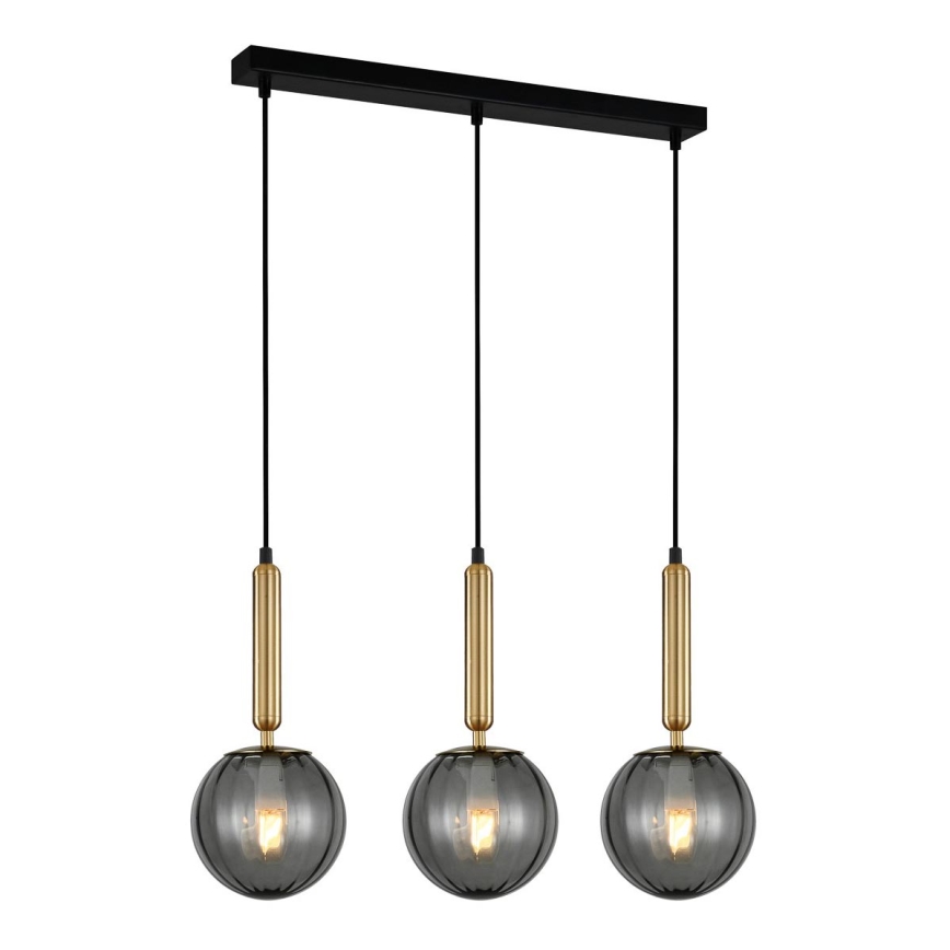 ITALUX - Hanglamp aan een koord RAVENA 3xE27/5W/230V zwart/goud