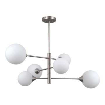 ITALUX - Hanglamp aan stang EVORA 6xG9/5W/230V nikkel