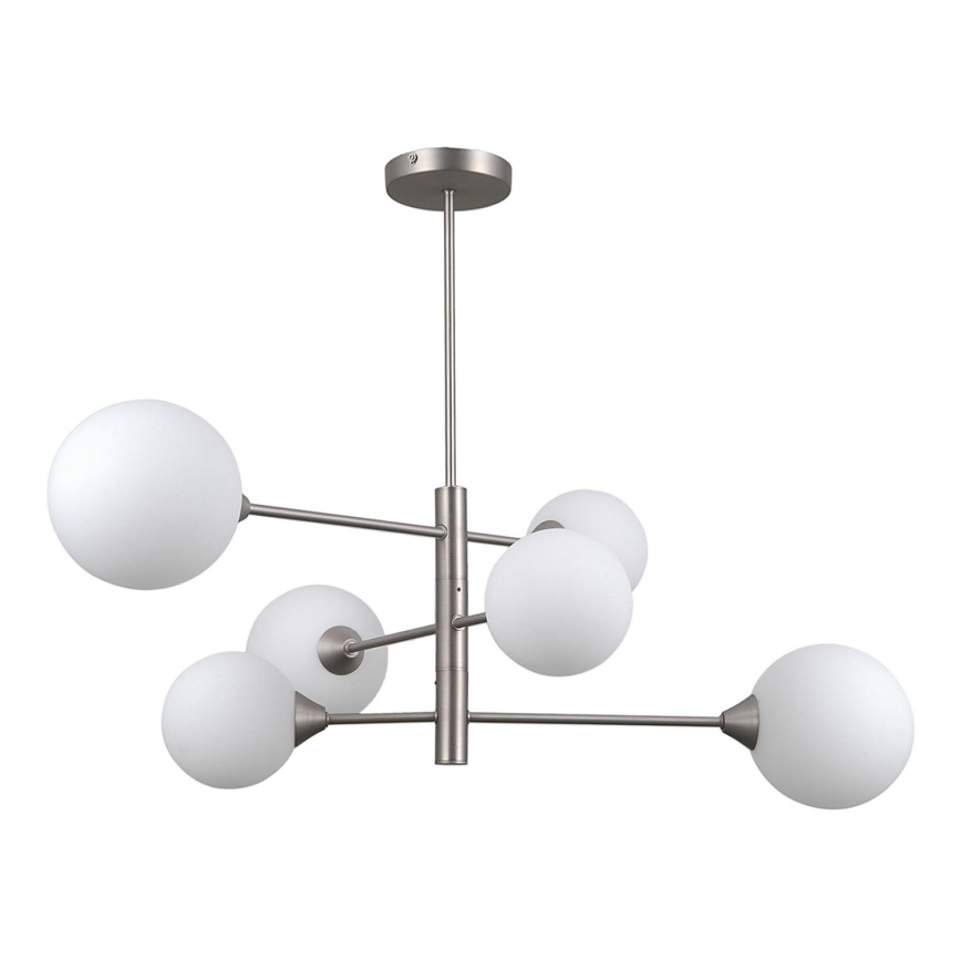 ITALUX - Hanglamp aan stang EVORA 6xG9/5W/230V nikkel