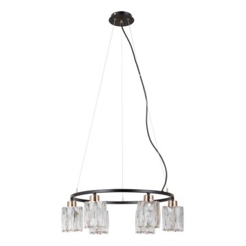 ITALUX - Hanglamp met kabel SIMONA 6xE14/40W/230V zwart/goud