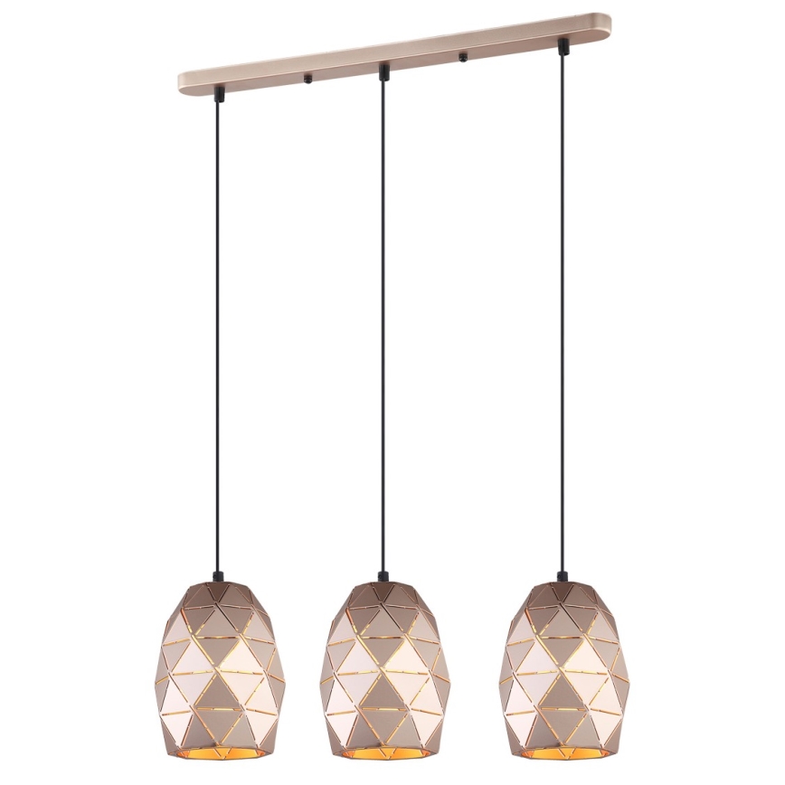 ITALUX - Hanglamp aan een koord HARLEY 3xE27/40W/230V Roségoud