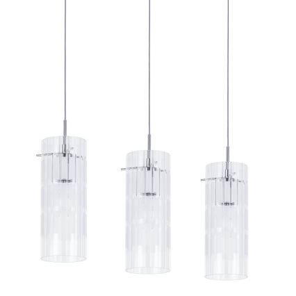 ITALUX - Hanglamp aan een koord MAX 3xE27/60W/230V glanzend chroom/doorzichtig