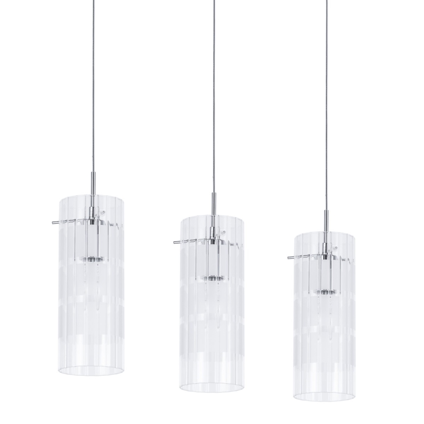 ITALUX - Hanglamp aan een koord MAX 3xE27/60W/230V glanzend chroom/doorzichtig