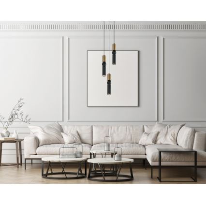 ITALUX - Hanglamp aan een koord ISIDORA 3xGU10/25W/230V zwart/brons