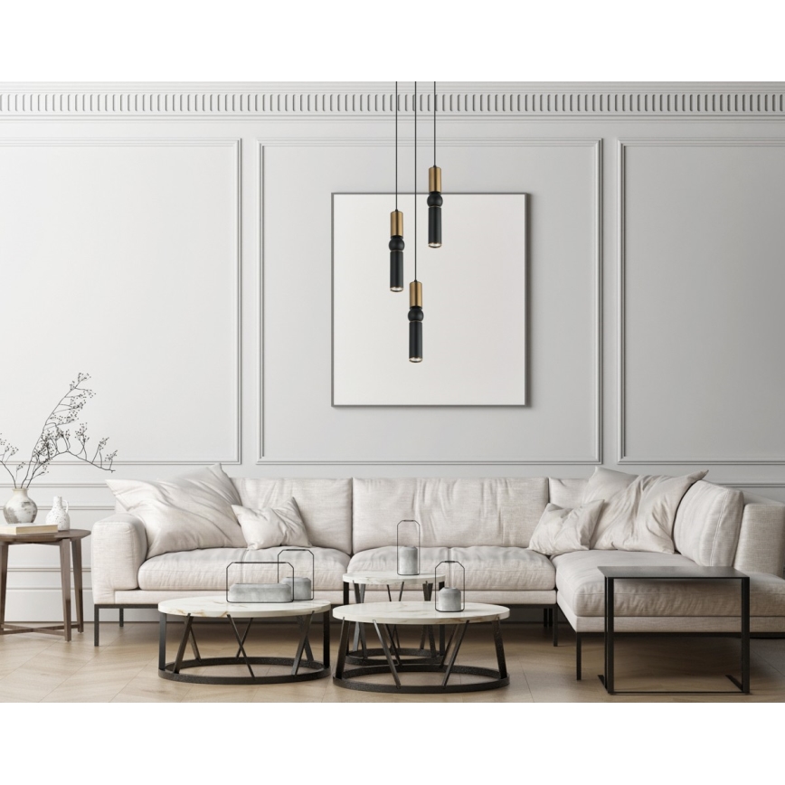 ITALUX - Hanglamp aan een koord ISIDORA 3xGU10/25W/230V zwart/brons