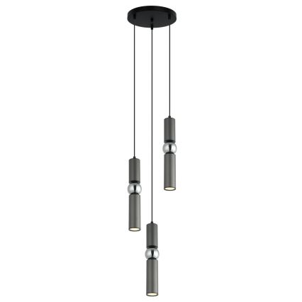 ITALUX - Hanglamp aan een koord ISIDORA 3xGU10/25W/230V antraciet/chroom