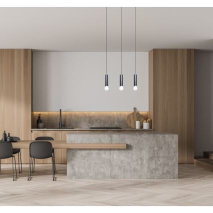 ITALUX - Suspension sur câble MACERA 3xE27/40W/230V noire
