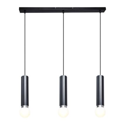 ITALUX - Suspension sur câble MACERA 3xE27/40W/230V noire