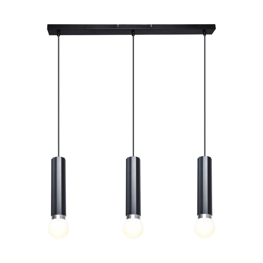 ITALUX - Suspension sur câble MACERA 3xE27/40W/230V noire