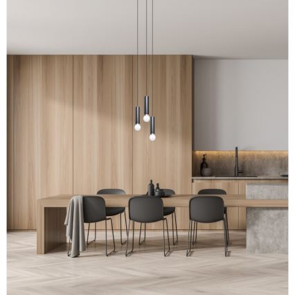 ITALUX - Suspension sur câble MACERA 3xE27/40W/230V noire