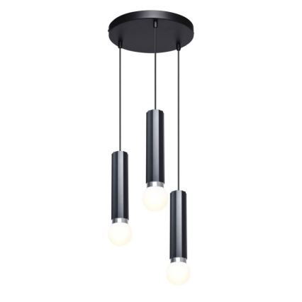 ITALUX - Suspension sur câble MACERA 3xE27/40W/230V noire