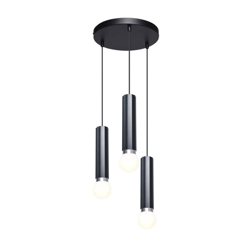 ITALUX - Suspension sur câble MACERA 3xE27/40W/230V noire