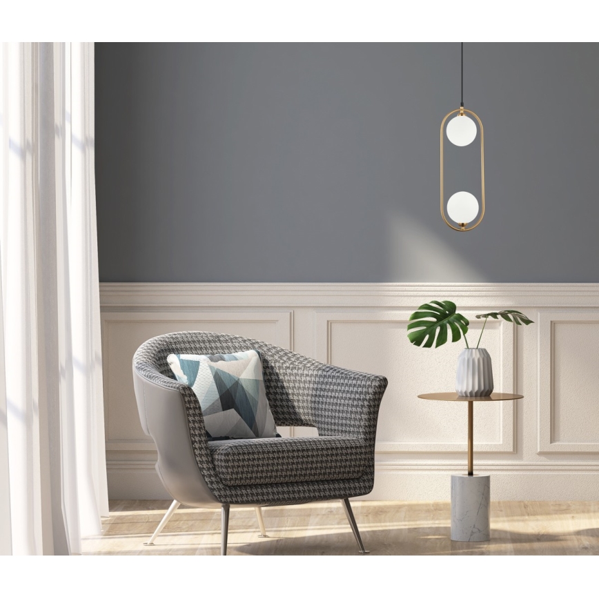 ITALUX - Hanglamp aan een koord LUPUS 2xG9/25W/230V zwart/goud