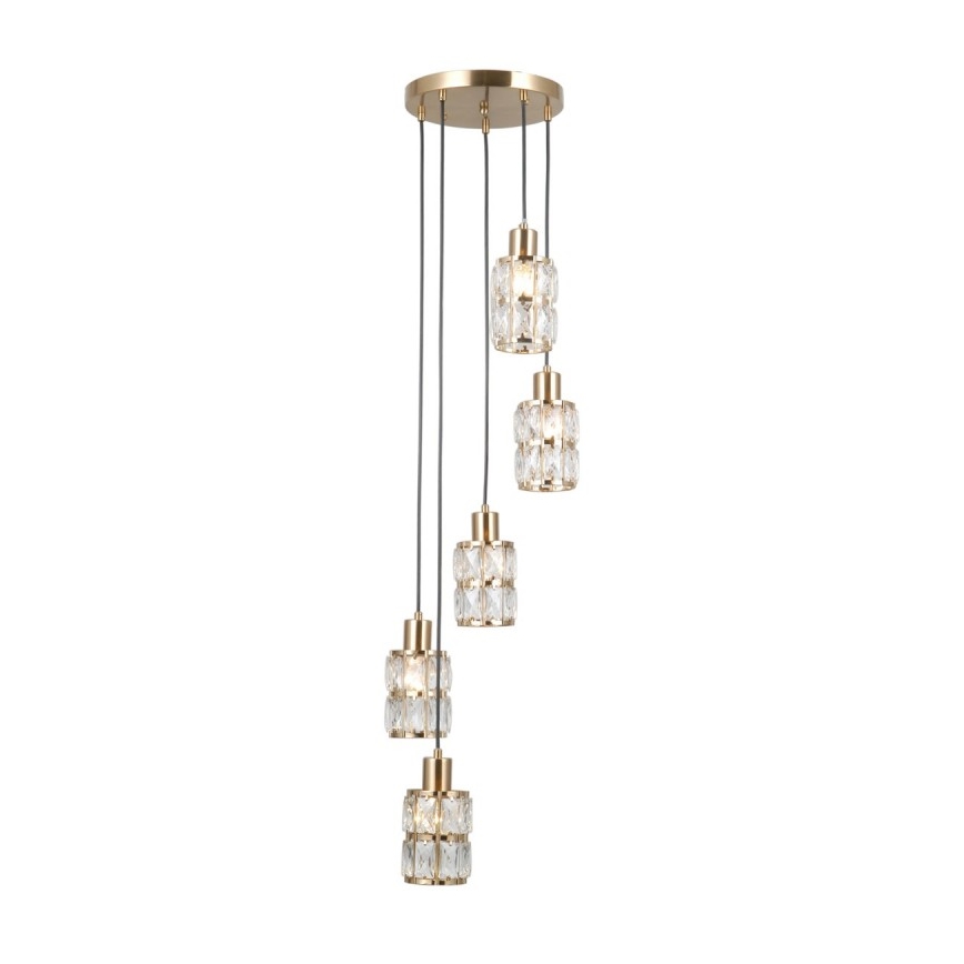 ITALUX - Hanglamp aan kabel ALMA 5xE27/40W/230V goudkleurig