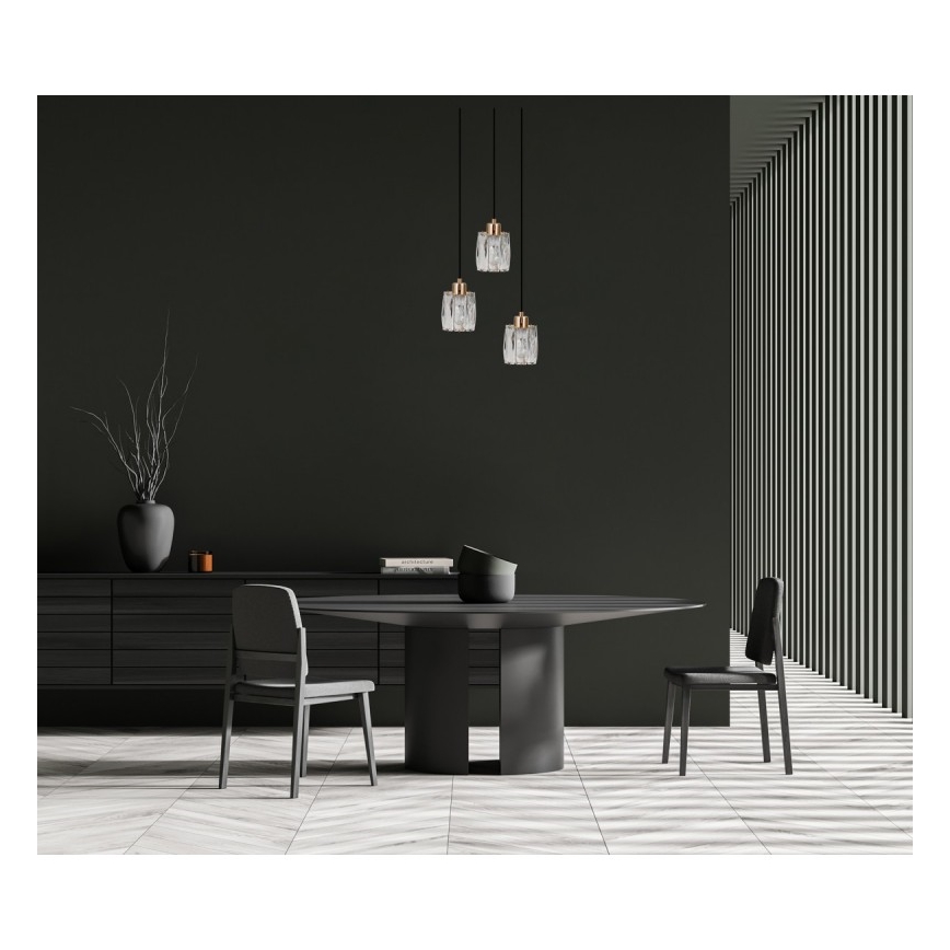 ITALUX - Suspension sur câble TORNO 3xE14/40W/230V noir/doré