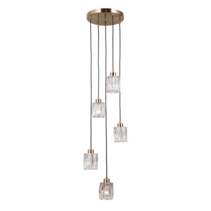 ITALUX - Suspension TORNO à câble 5xE14/40W/230V, finition dorée