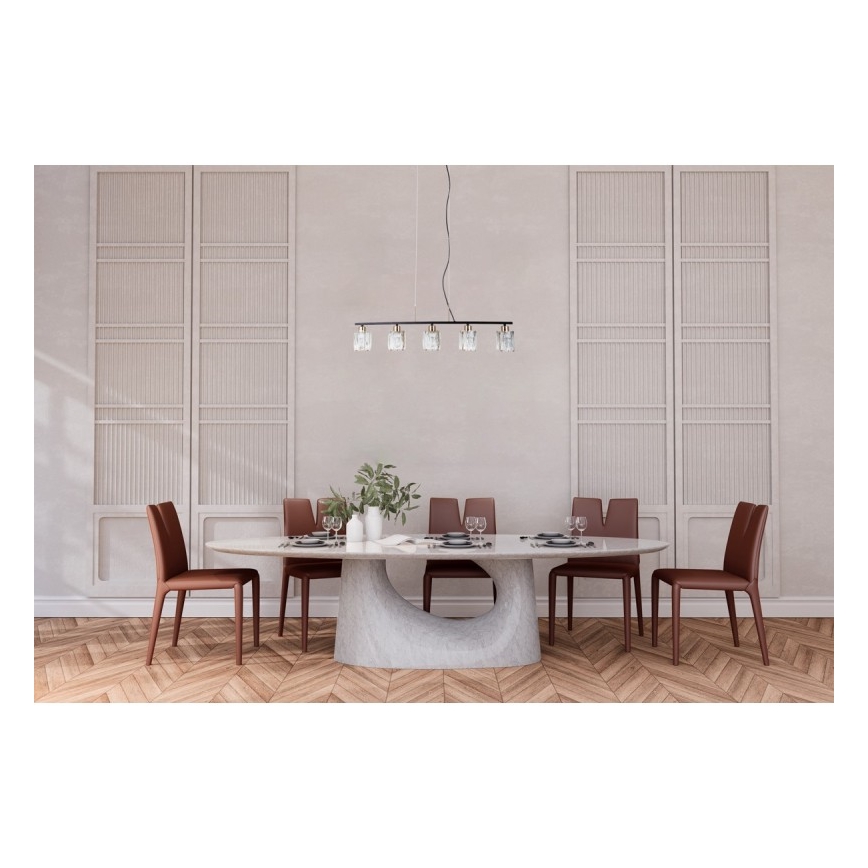 ITALUX - Suspension à câble SIMONA 5xE14/40W/230V noir/or