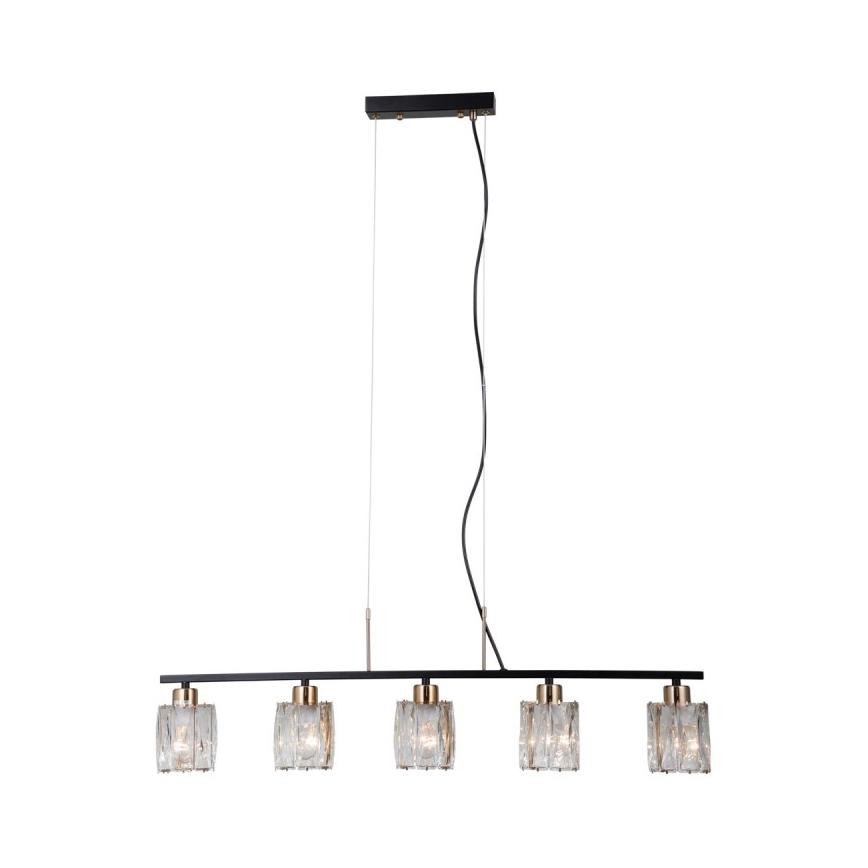 ITALUX - Suspension à câble SIMONA 5xE14/40W/230V noir/or