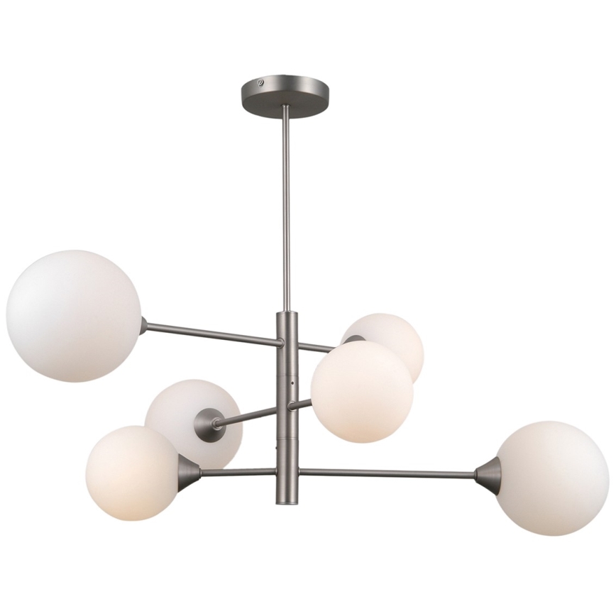 ITALUX - Hanglamp aan stang EVORA 6xG9/5W/230V nikkel
