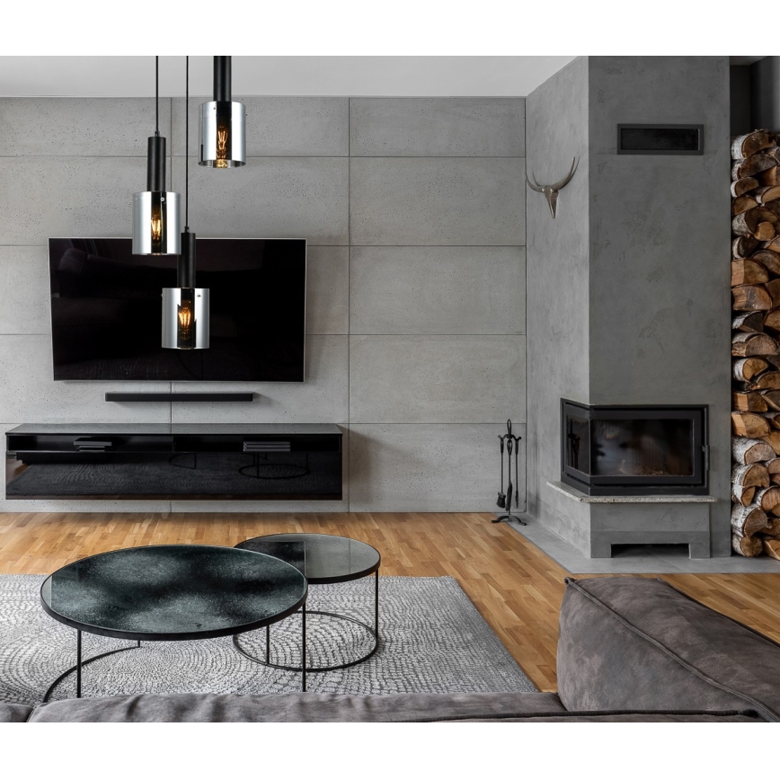 ITALUX - Hanglamp aan een koord SARDO 3xE7/40W/230V zwart