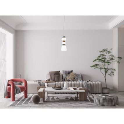ITALUX - Suspension EVANS LED sur câble 15W/230V 3000K doré/bleu